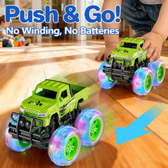 SEPHIX Monster Truck inertia flywheel powers push-go action.