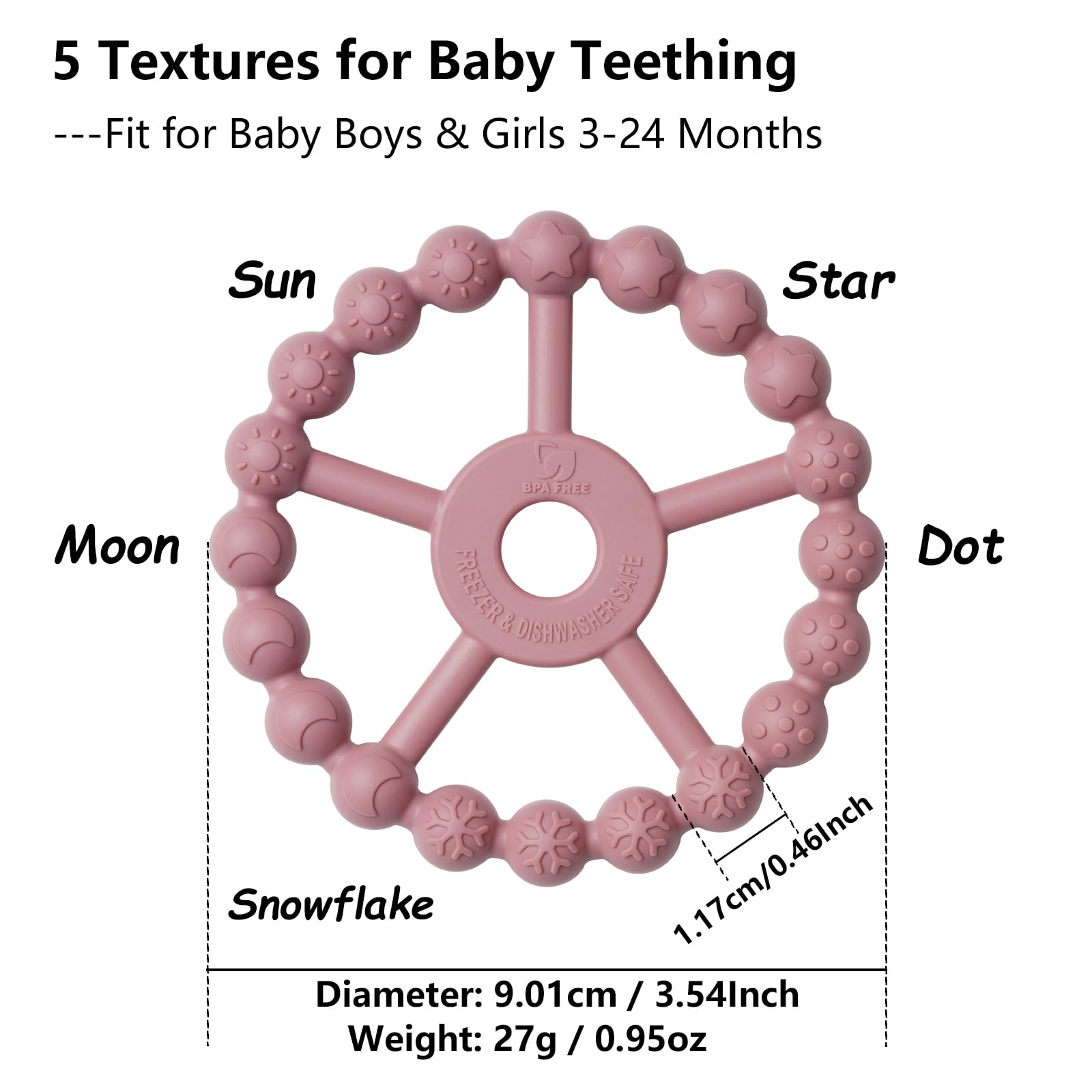 Seposeve teether is easy to hold, supporting baby grip and chewing.