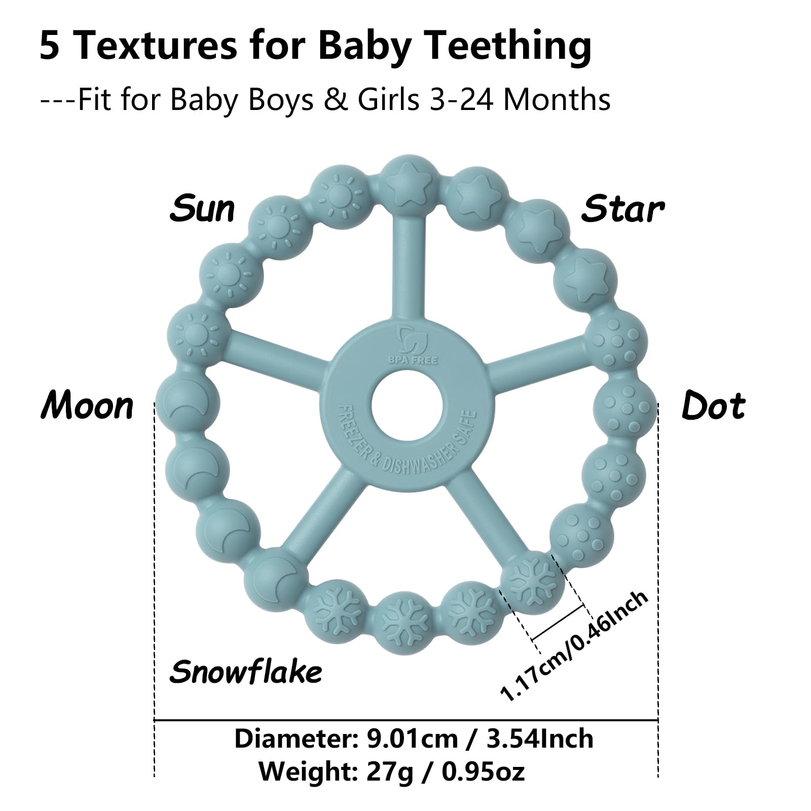 Seposeve ring teether five-texture design helps soothe sore gums during teething