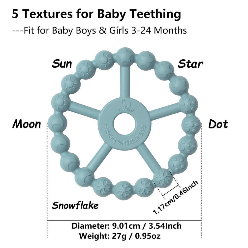 Seposeve ring teether five-texture design helps soothe sore gums during teething