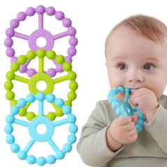 Seposeve ring teether textures for soothing teething gums.