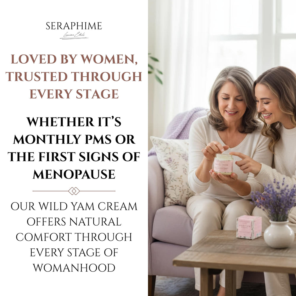 Seraphime Wild Yam Cream application shows easy daily skincare ritual.
