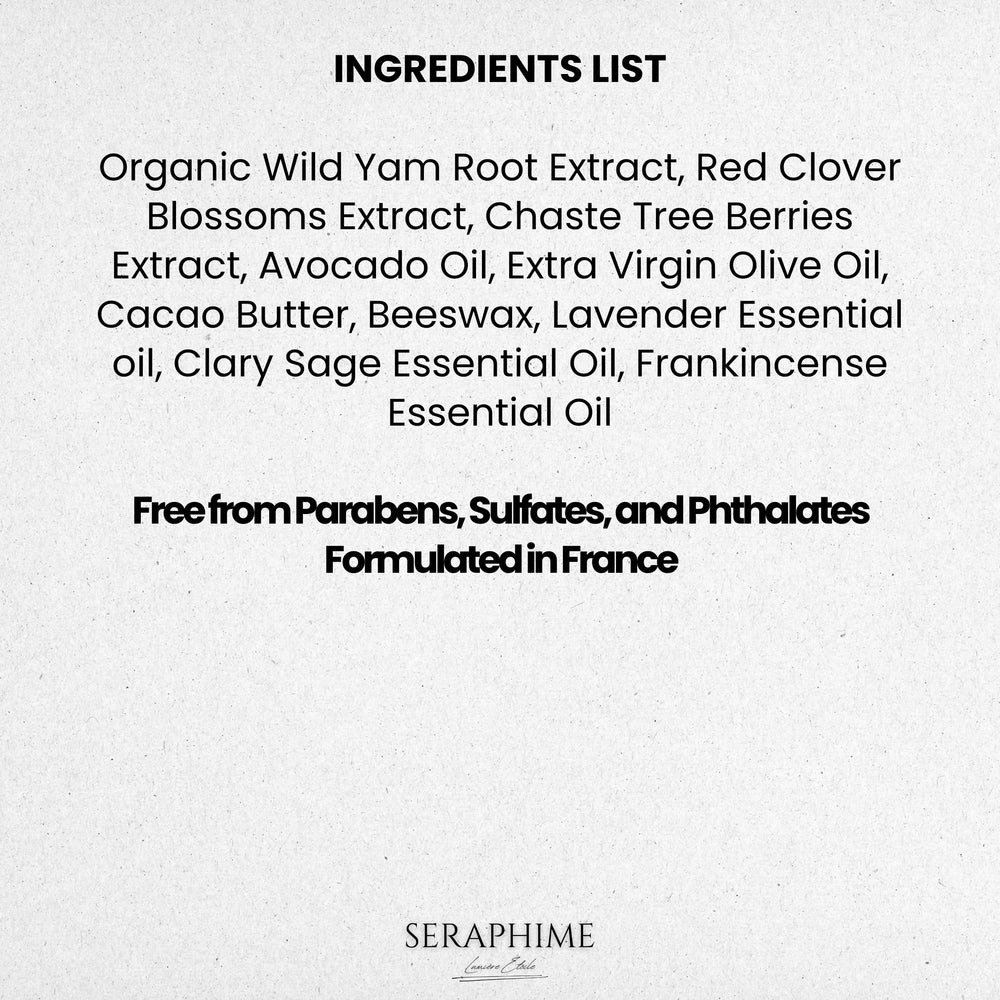Seraphime Wild Yam Cream packaging emphasizes eco-friendly 4oz glass jar.