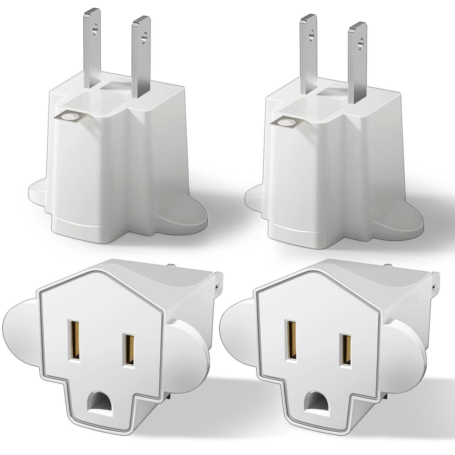 SerBion 3-prong to 2-prong adapter pack for travel and home use.