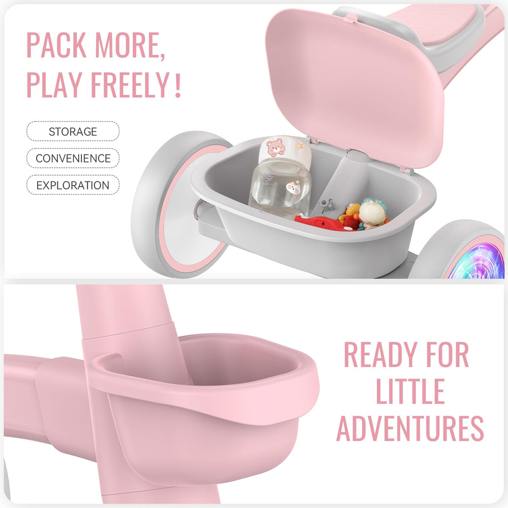 SEREED pink tricycle adjustable handlebar fits growing kids.