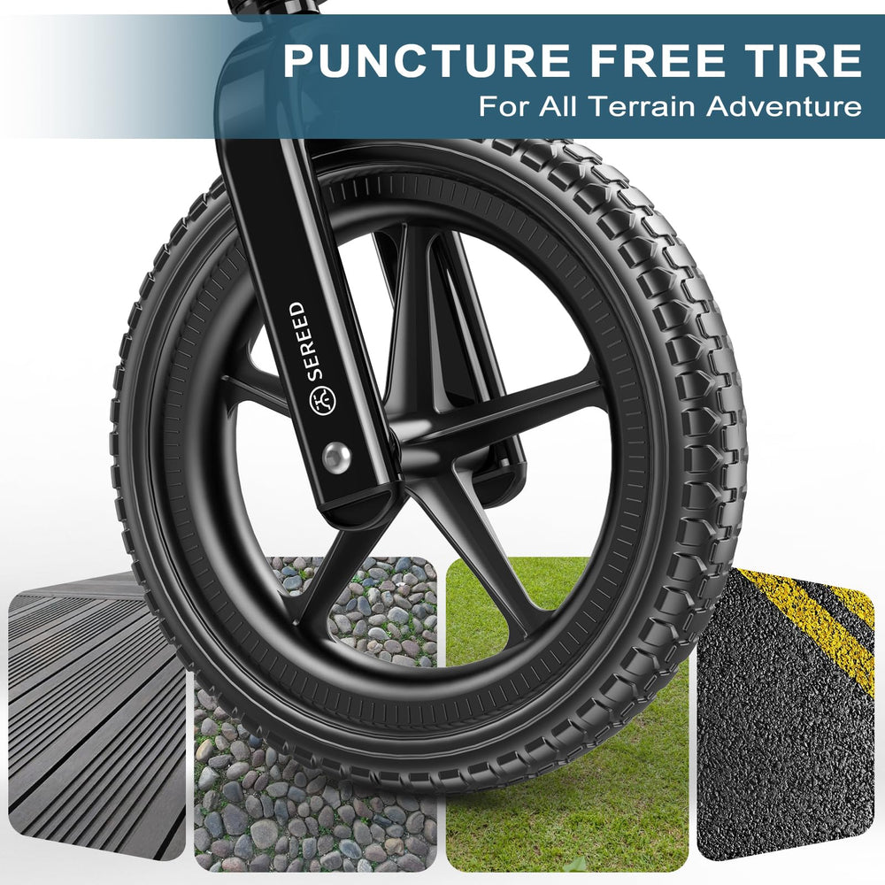 SEREED EVA foam tires deliver quiet, non-slip movement.