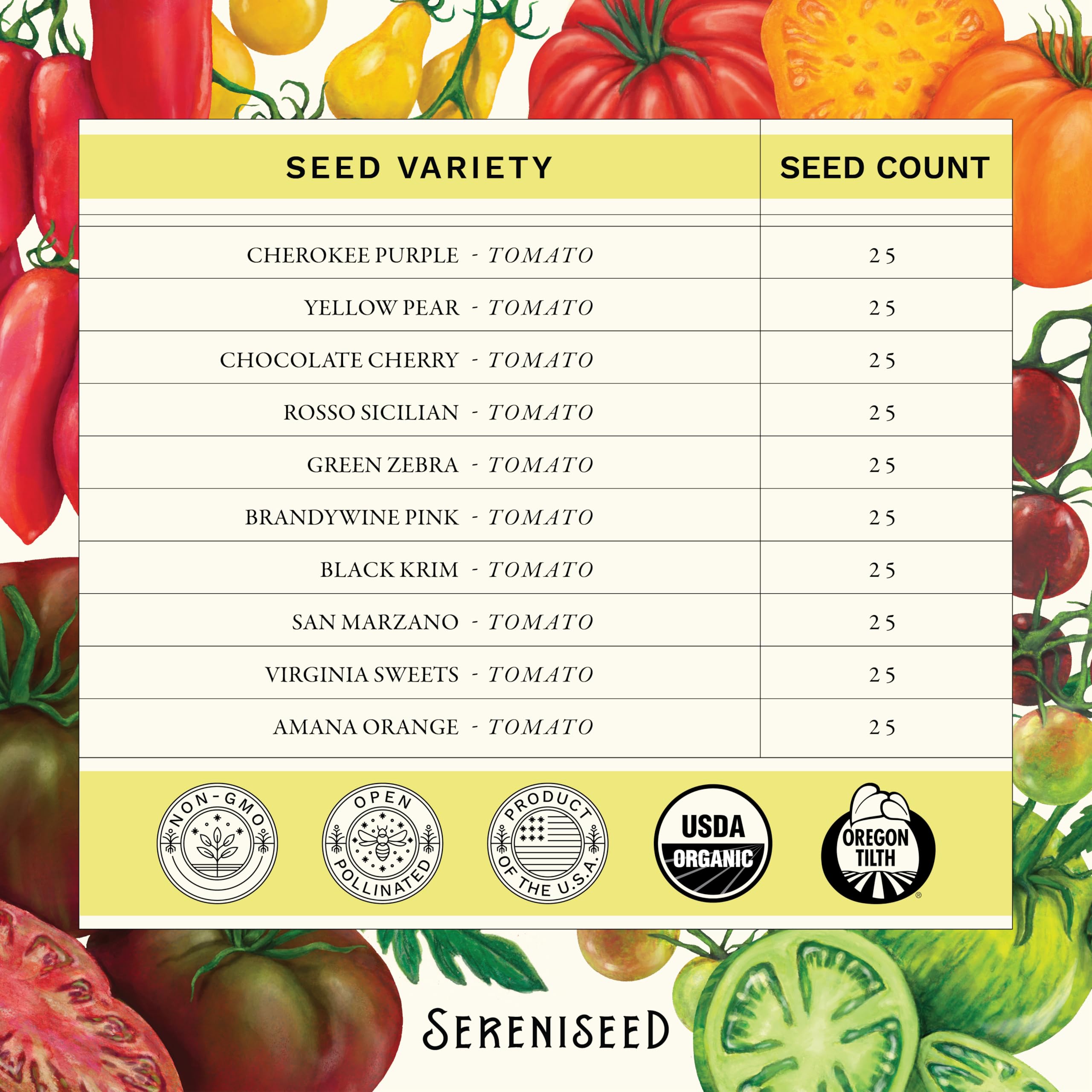 Sereniseed Cherokee Purple seeds for rich, flavorful tomatoes in meals