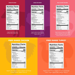 Serenity Kids meat pouch ingredient label close-up highlights real meat and no added sugar.