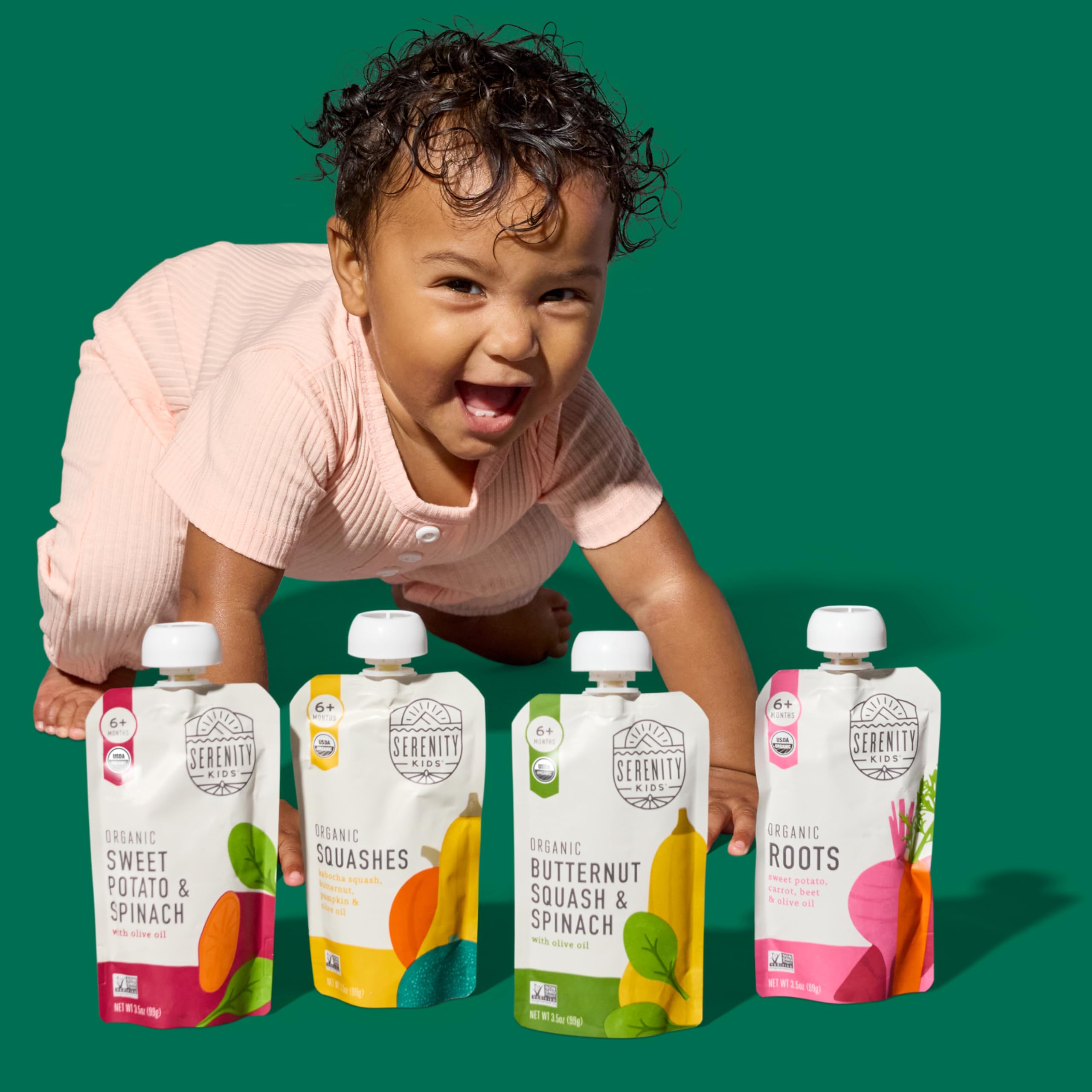 Serenity Kids pouch massage visual shows easy texture smoothing for feeding.