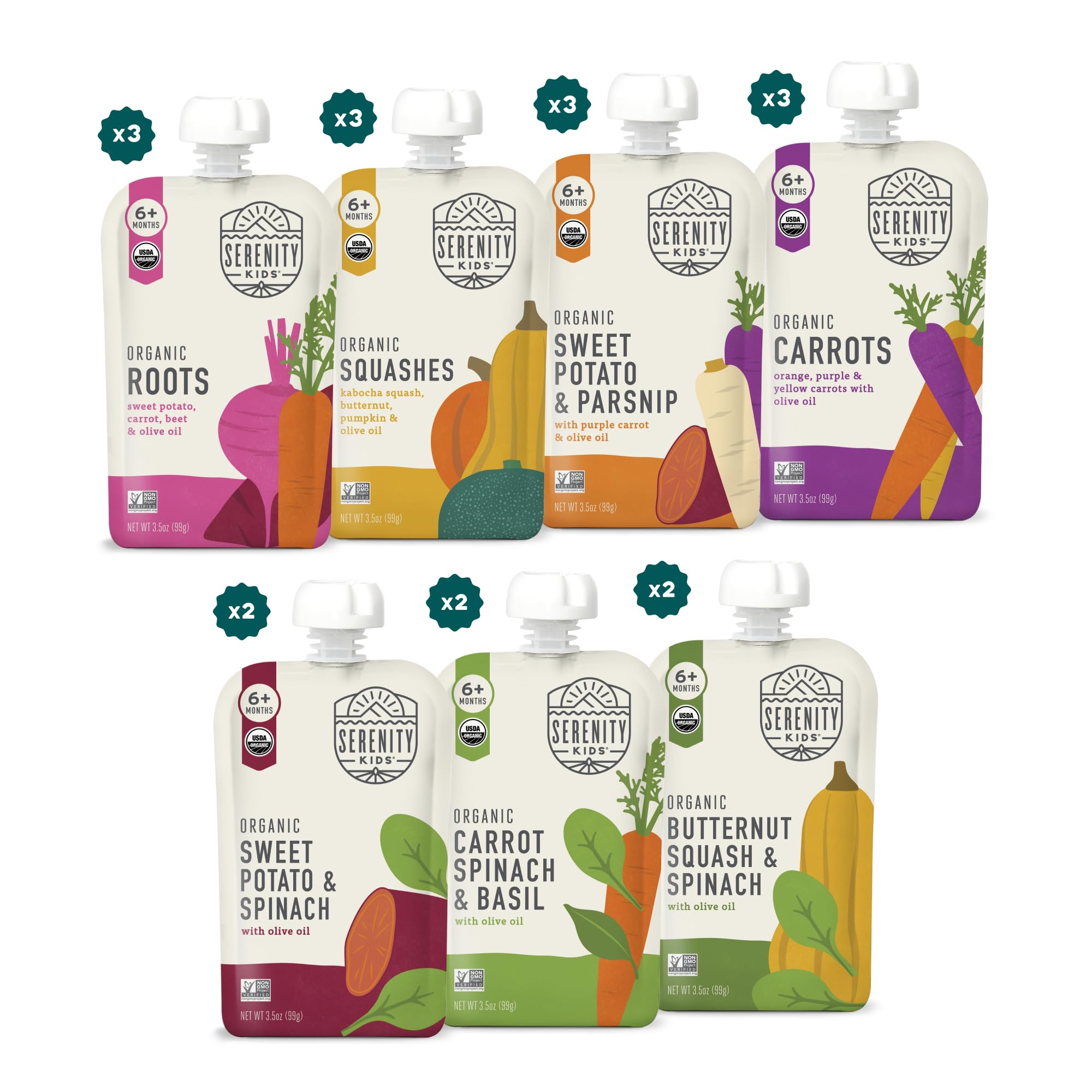 Serenity Kids USDA Organic Baby Food Pouch for on-the-go feeding without added sugar.