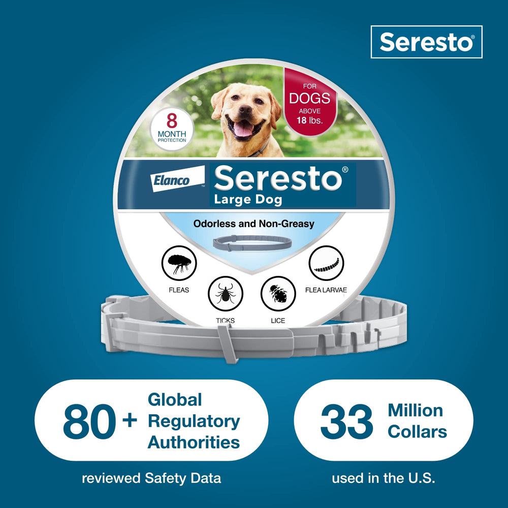 Seresto large dog collar with veterinary endorsement sticker