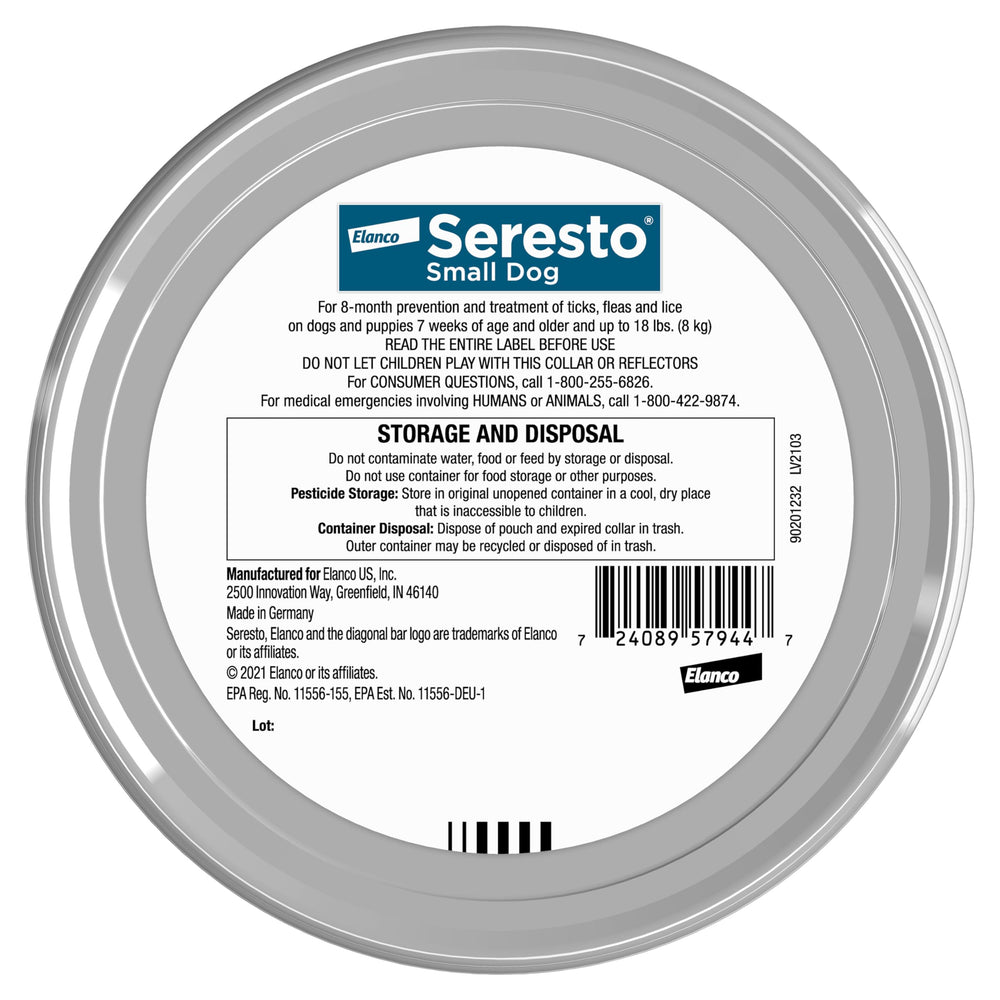 Seresto small dog collar on dog demonstrates comfortable wear and continuous protection
