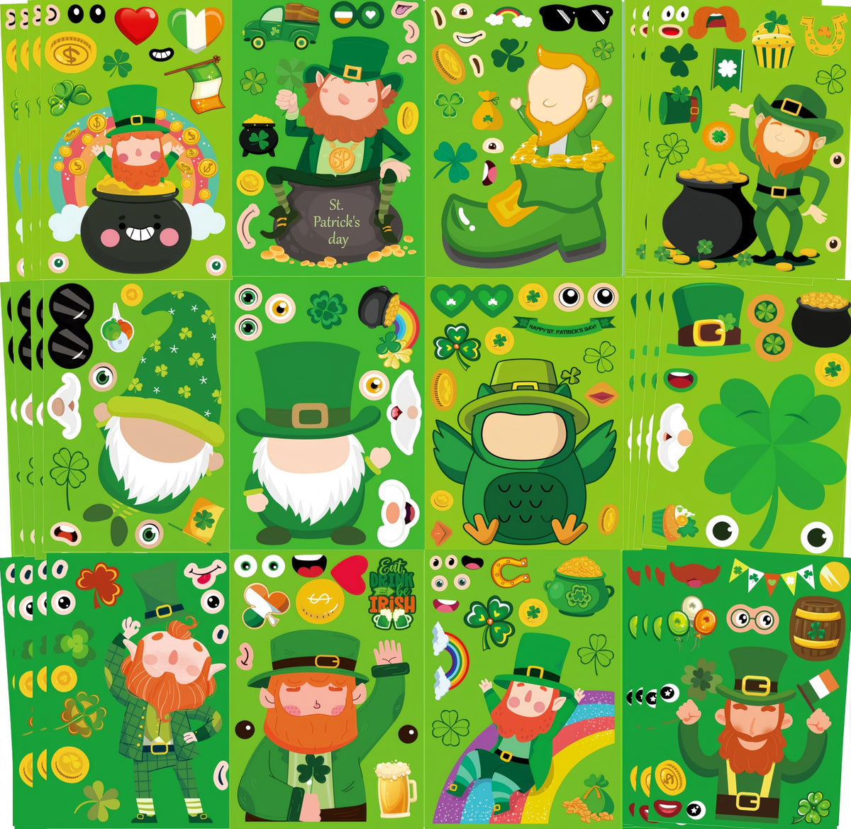 Sesunbla St Patrick's Day sticker sheet for kids crafts and party décor