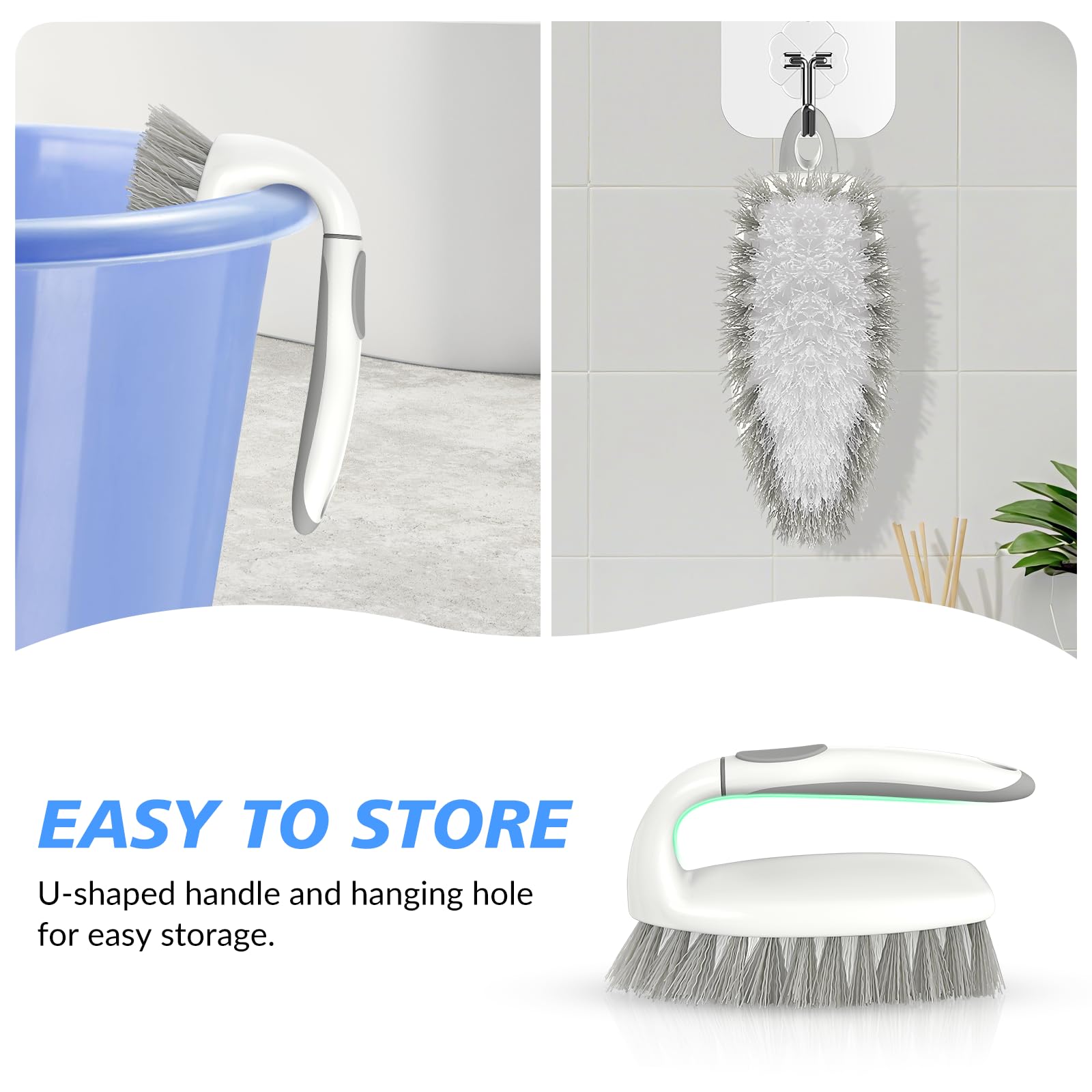 SetSail bathroom scene with scrubbing brush tackling shower grout.