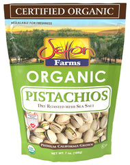 Setton Farms organic pistachios dry roasted with sea salt in a 7oz bag for easy snacking.