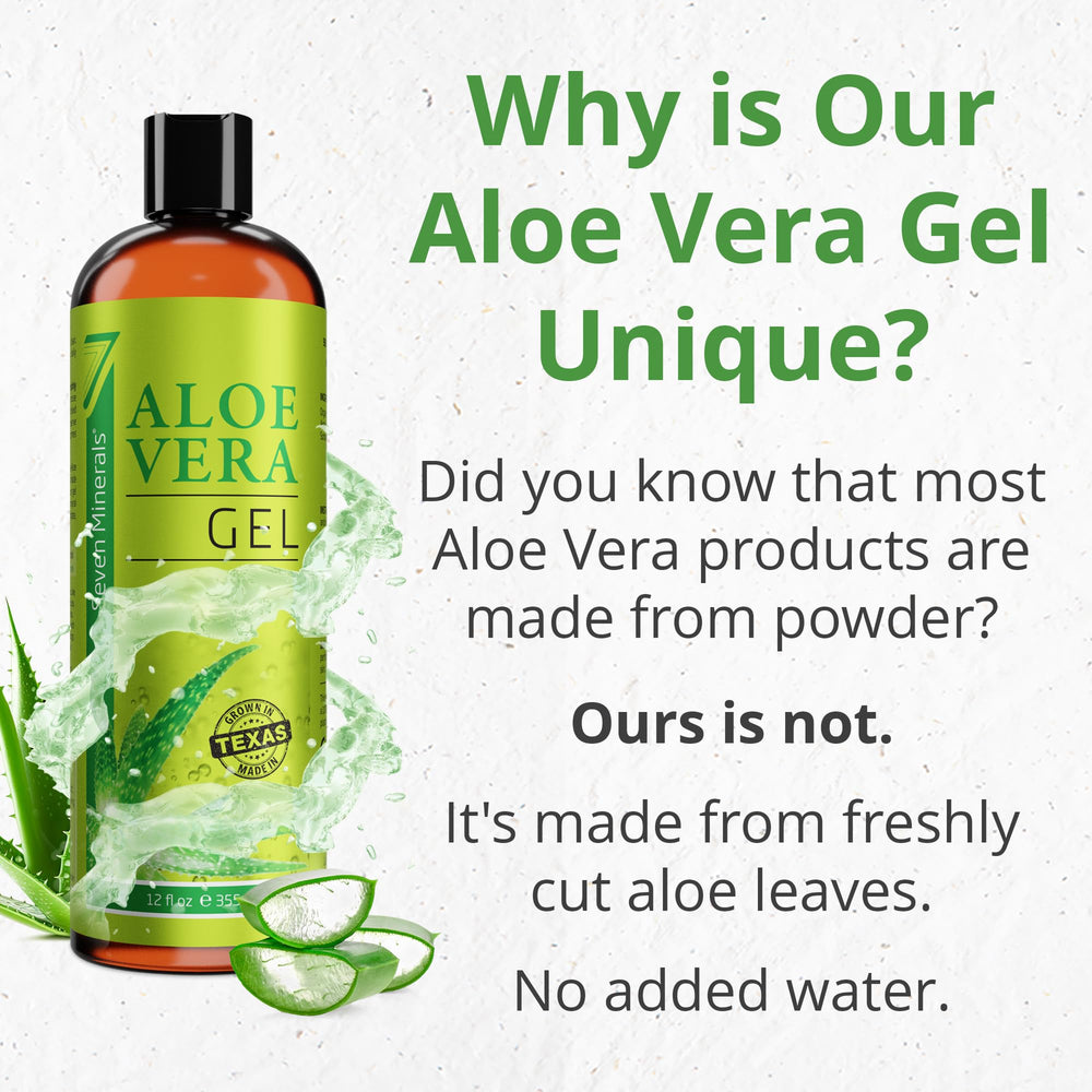 Seven Minerals Aloe Gel texture close-up demonstrates rapid absorption with no stickiness