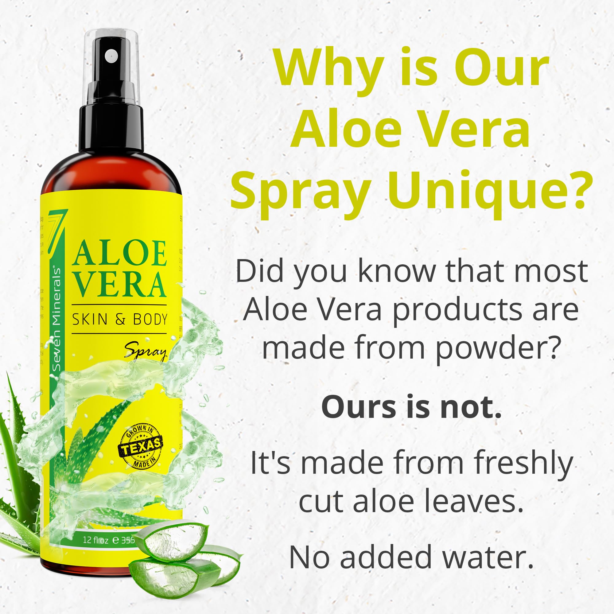 Seven Minerals Aloe Spray close-up on skin for a smooth finish