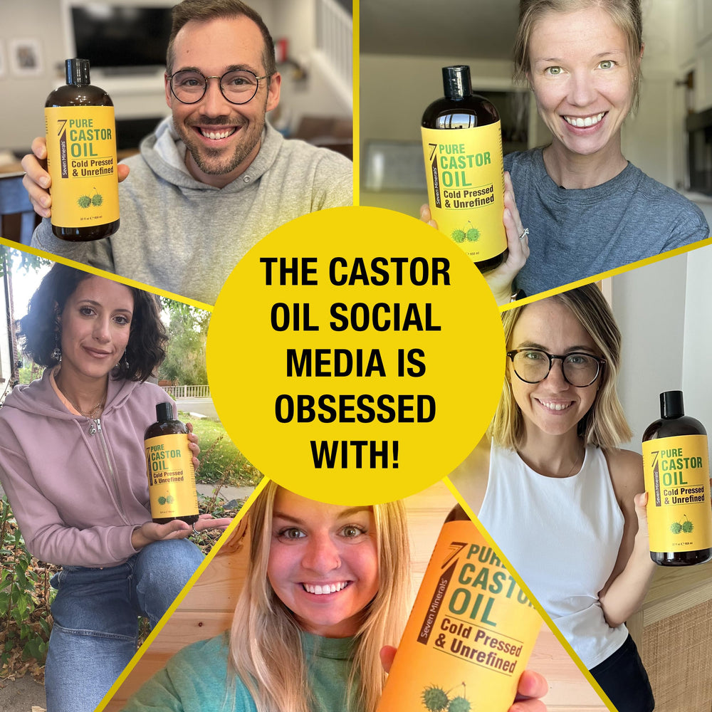 Seven Minerals castor oil hexane-free emblem signals clean natural product