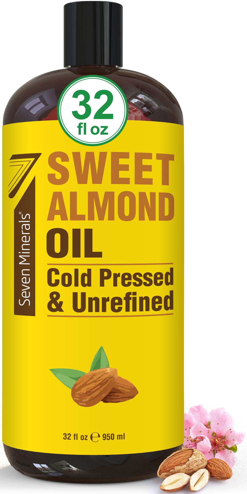 Seven Minerals sweet almond oil 32oz bottle for daily skin hydration