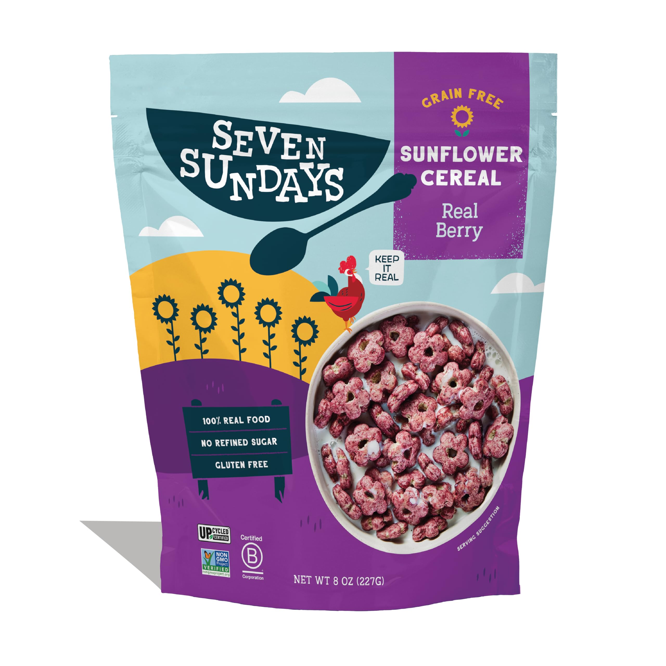 Seven Sundays Sunflower Cereal Real Berry in a bowl with crisp texture for a wholesome breakfast.