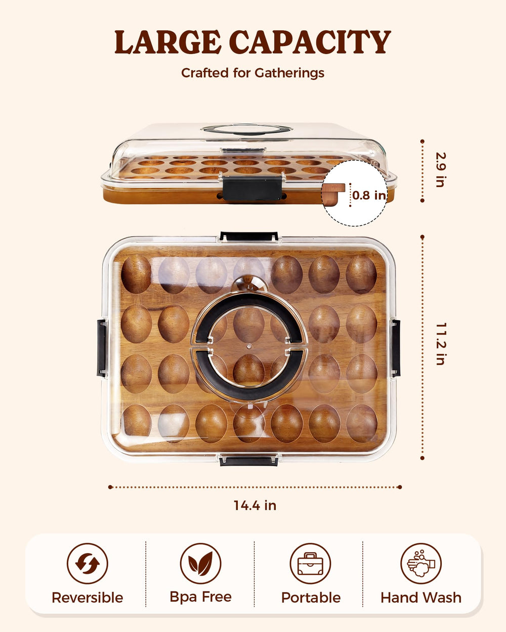 Sevenblue easy-clean acacia wood dish simplifies after-use care