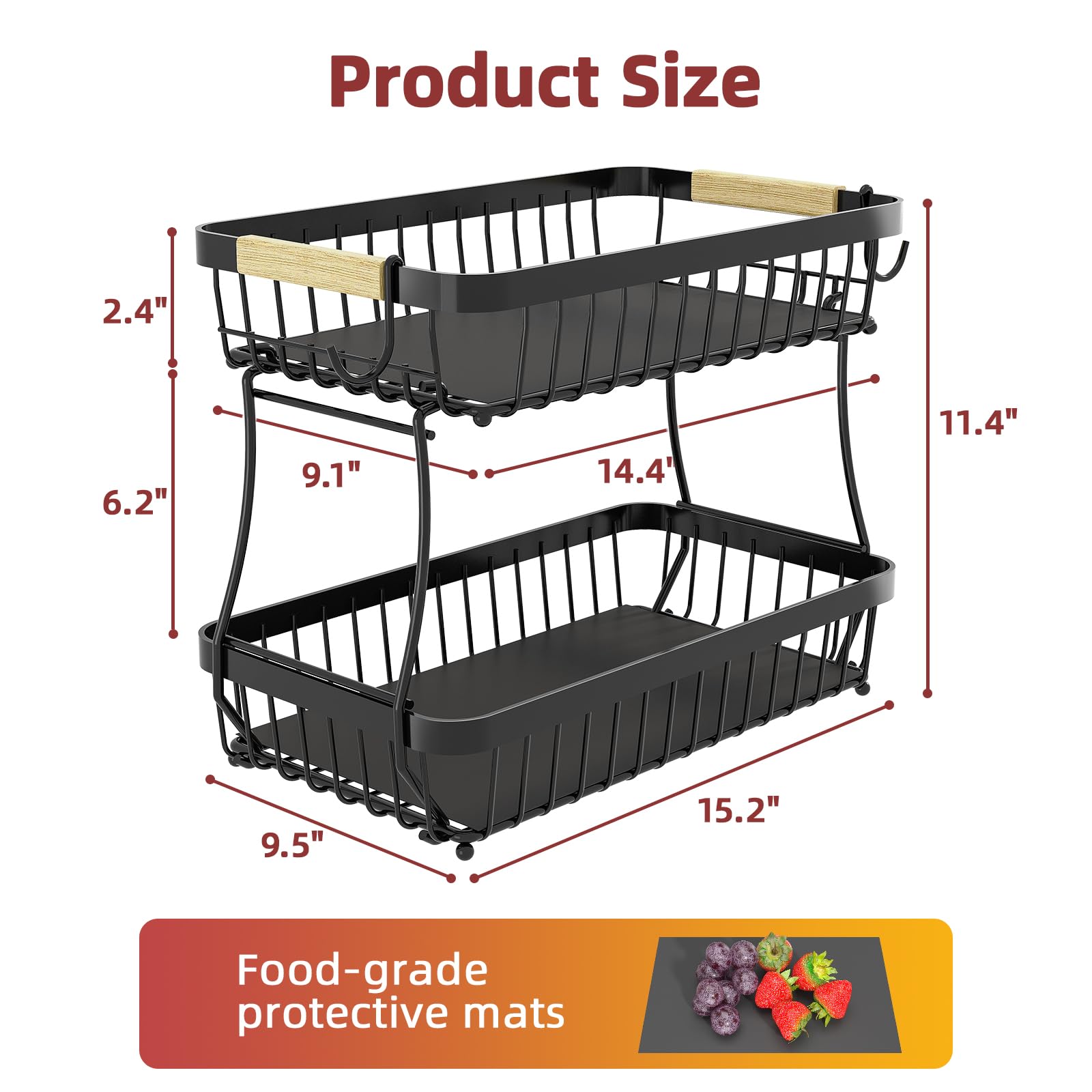 Sevenblue large-capacity basket holds week’s supply of fruit or snacks.