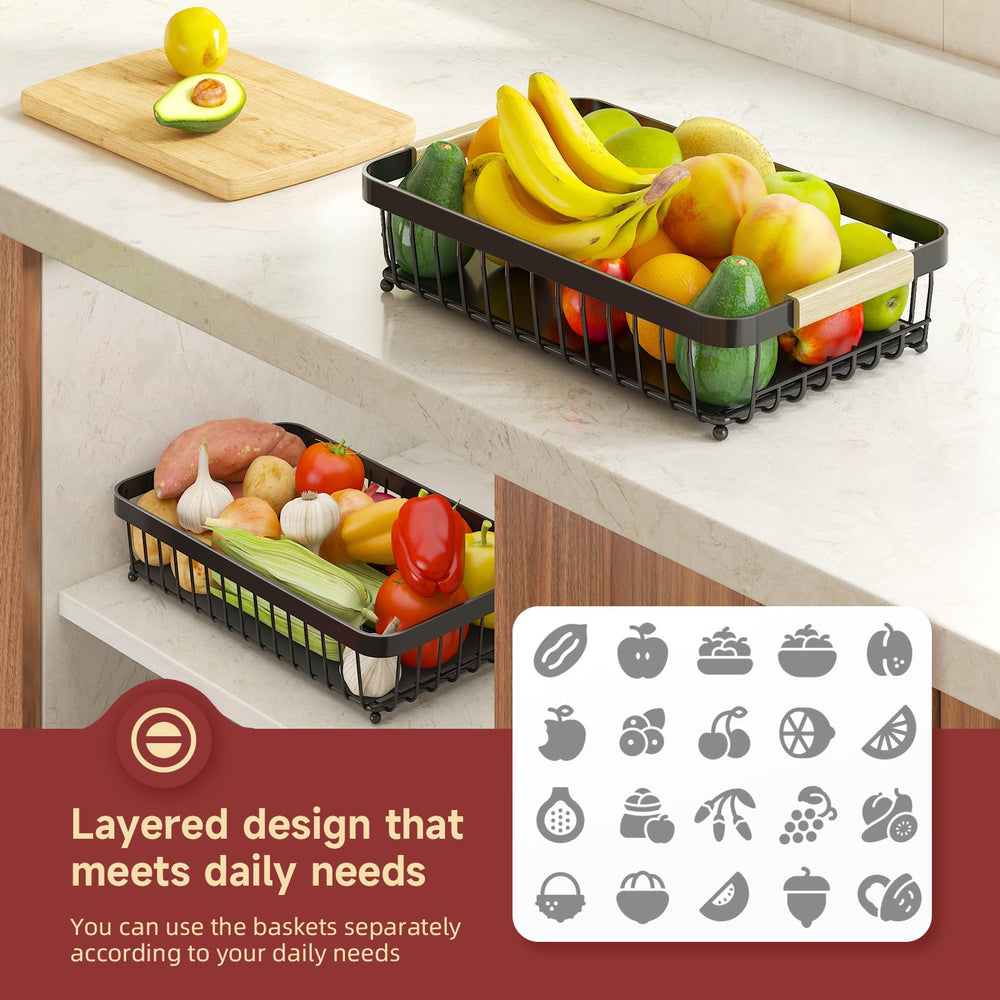 Sevenblue stackable kitchen fruit basket saves counter space for daily use.
