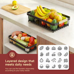 Sevenblue stackable kitchen fruit basket saves counter space for daily use.