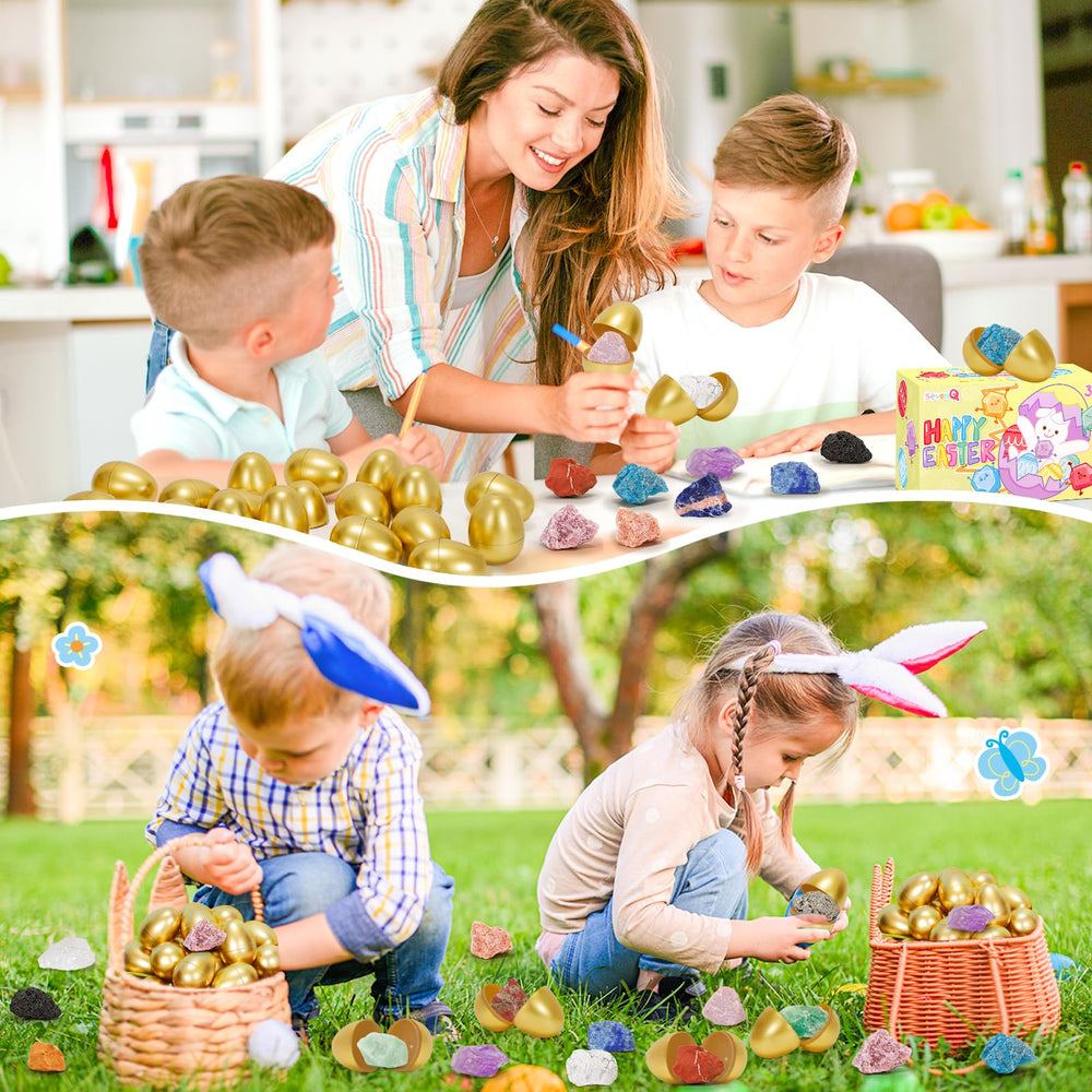 SevenQ bright colors and gems enhance egg hunts with sparkle.