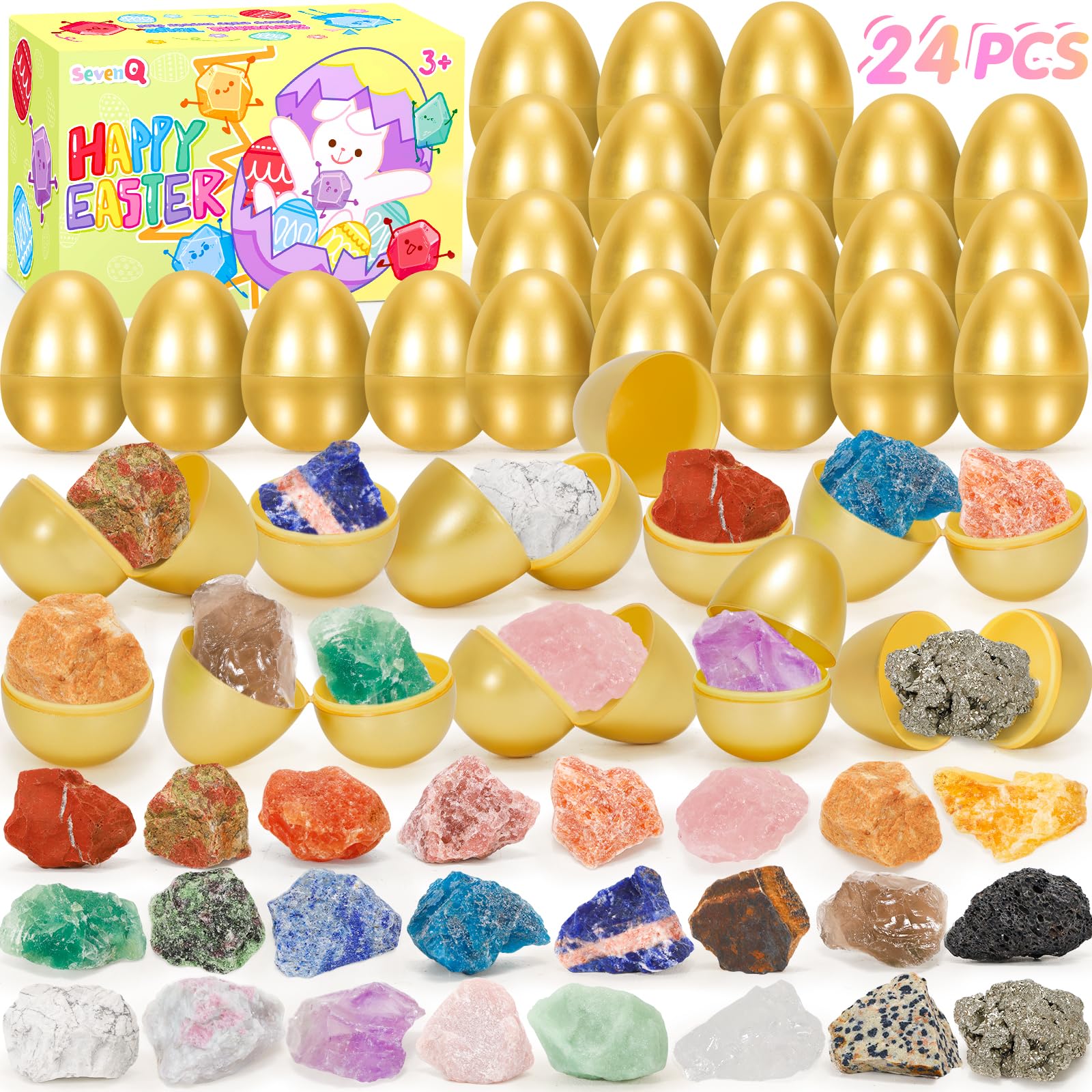 SevenQ crystal gems inside Easter eggs for a colorful, reusable hunt.