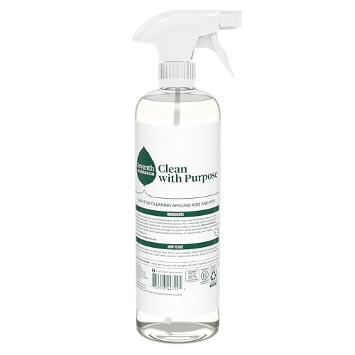 Seventh Generation all-purpose cleaner spray on surface for quick, streak-free results.