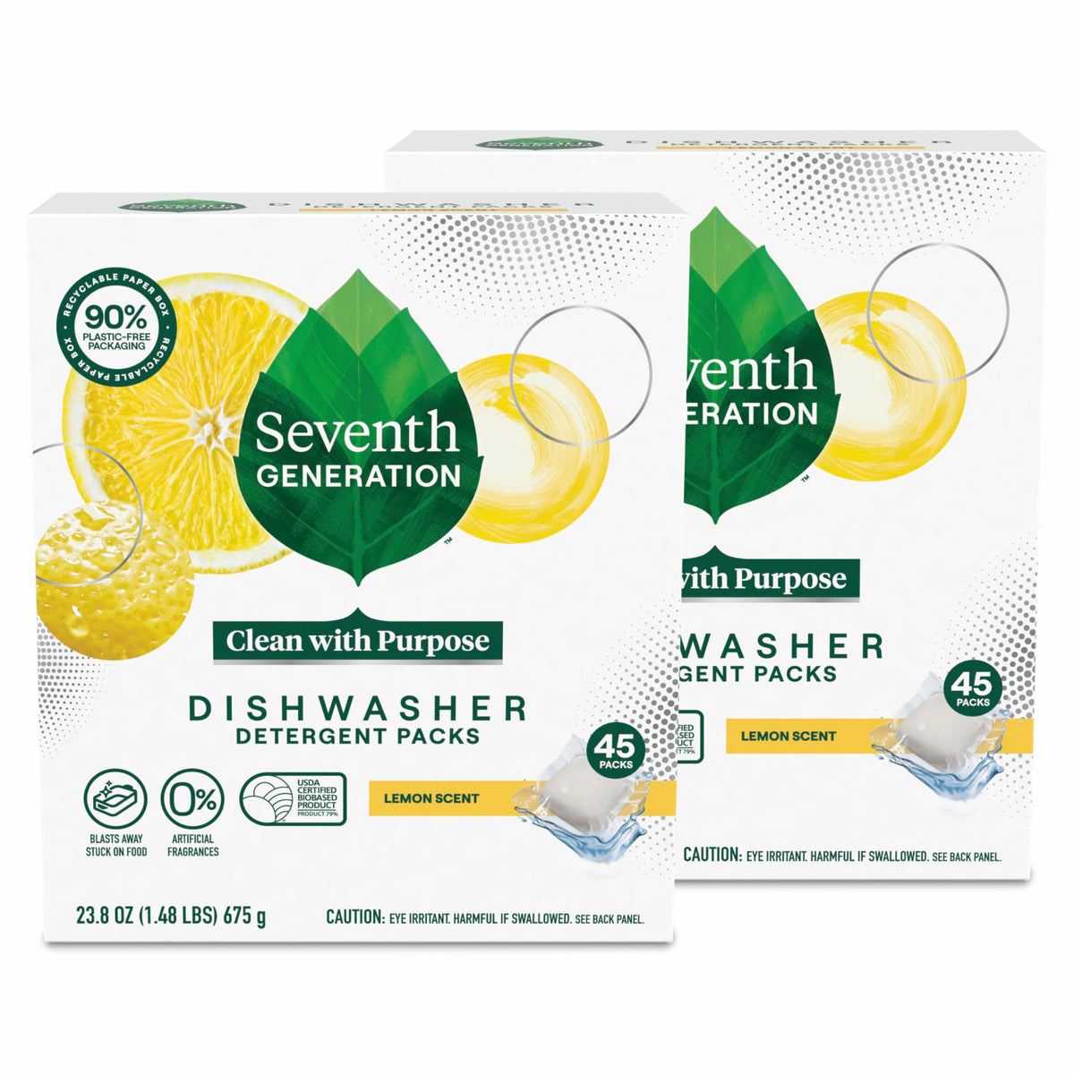 Seventh Generation Lemon Dishwasher Packs 2-pack deliver a bright, streak-free shine.