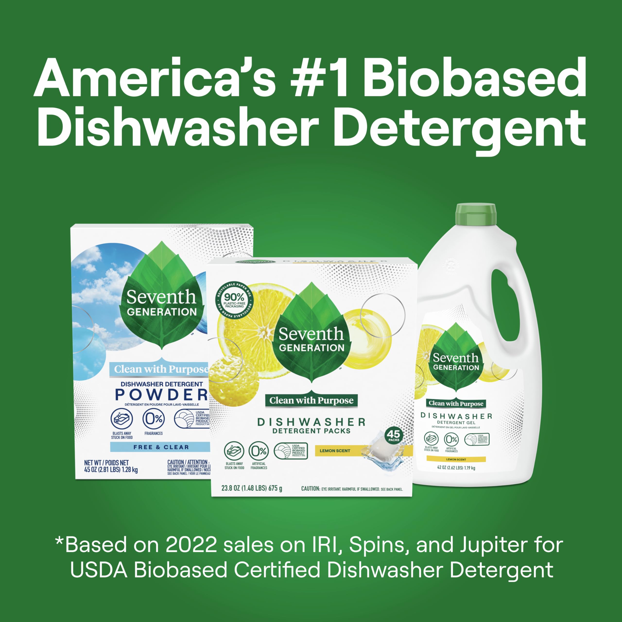 Seventh Generation packs require no pre-rinse for easy loading.