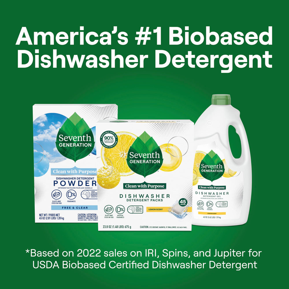 Seventh Generation packs require no pre-rinse for easy loading.