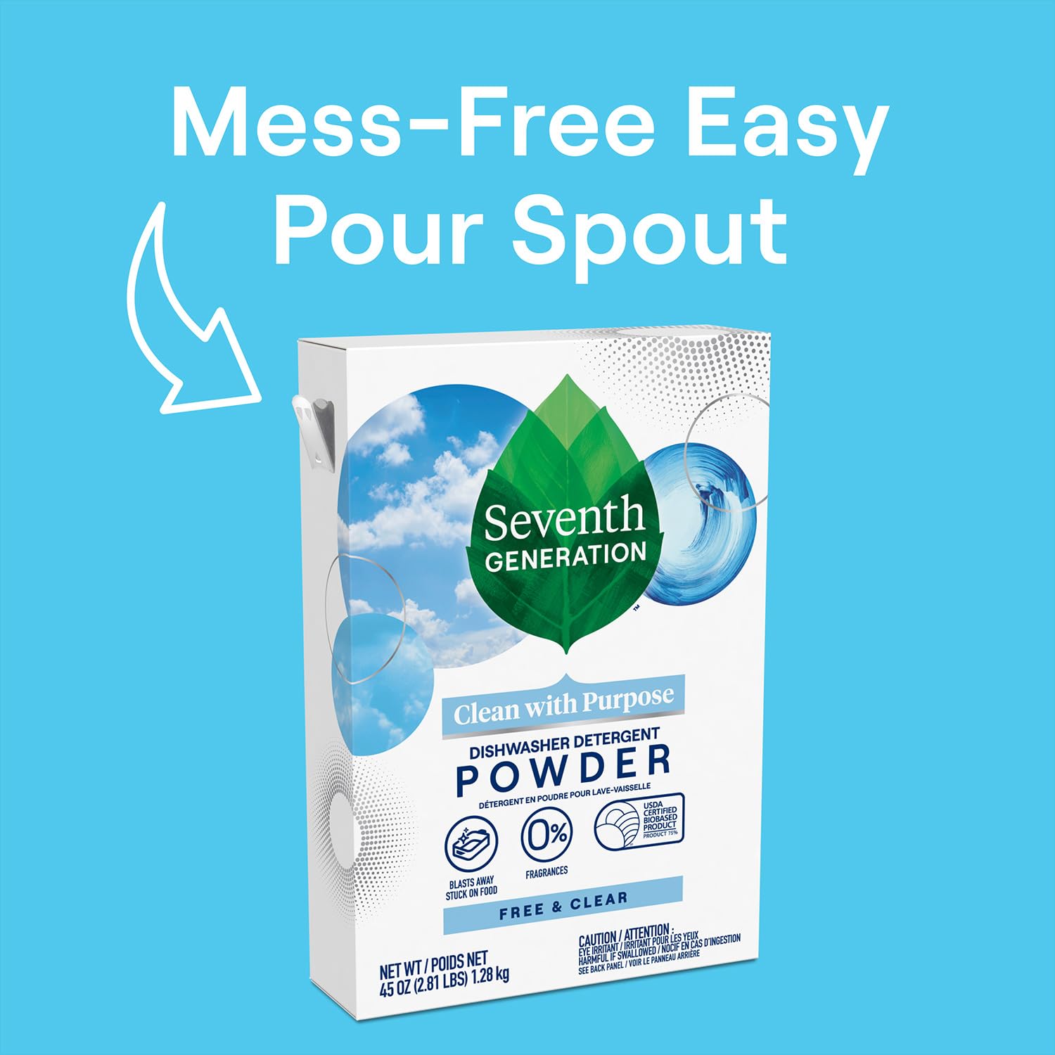 Seventh Generation Free & Clear rinse aid bottle helps prevent water spots for a brilliant shine.