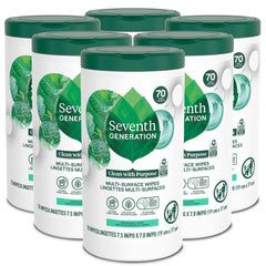 Seventh Generation Garden Mint wipes clean a kitchen counter with a refreshing, plant-based formula.
