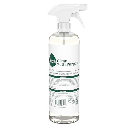 Seventh Generation glass cleaner spray action for quick surface cleaning.