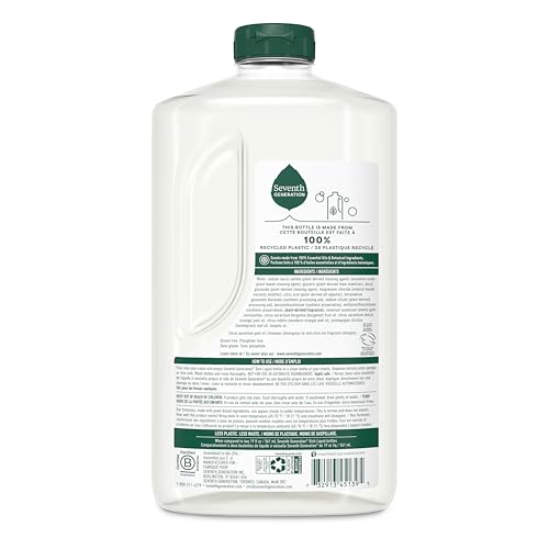 Seventh Generation hand dish wash refill label close-up highlights 0% dyes and artificial fragrances
