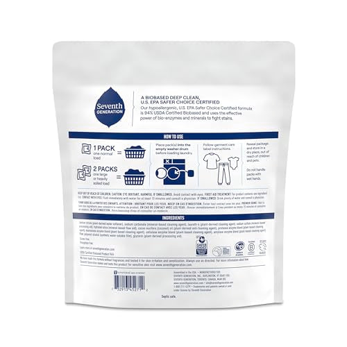 Seventh Generation Free and Clear packs dissolving in water for easy, efficient laundry.