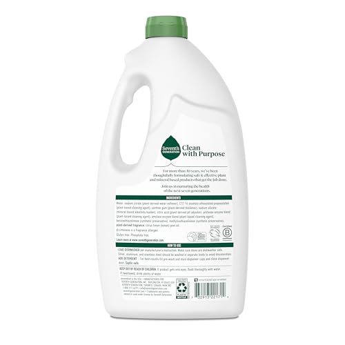 Seventh Generation lemon gel pours into the dishwasher for powerful grease removal.