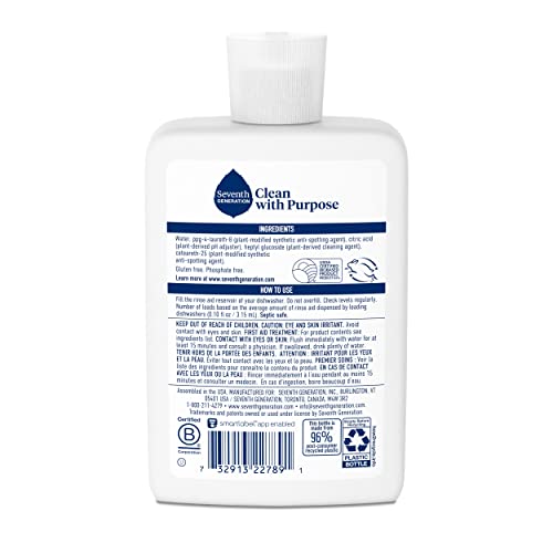 Seventh Generation Power+ rinse aid biodegradable formula supports eco-friendly cleaning