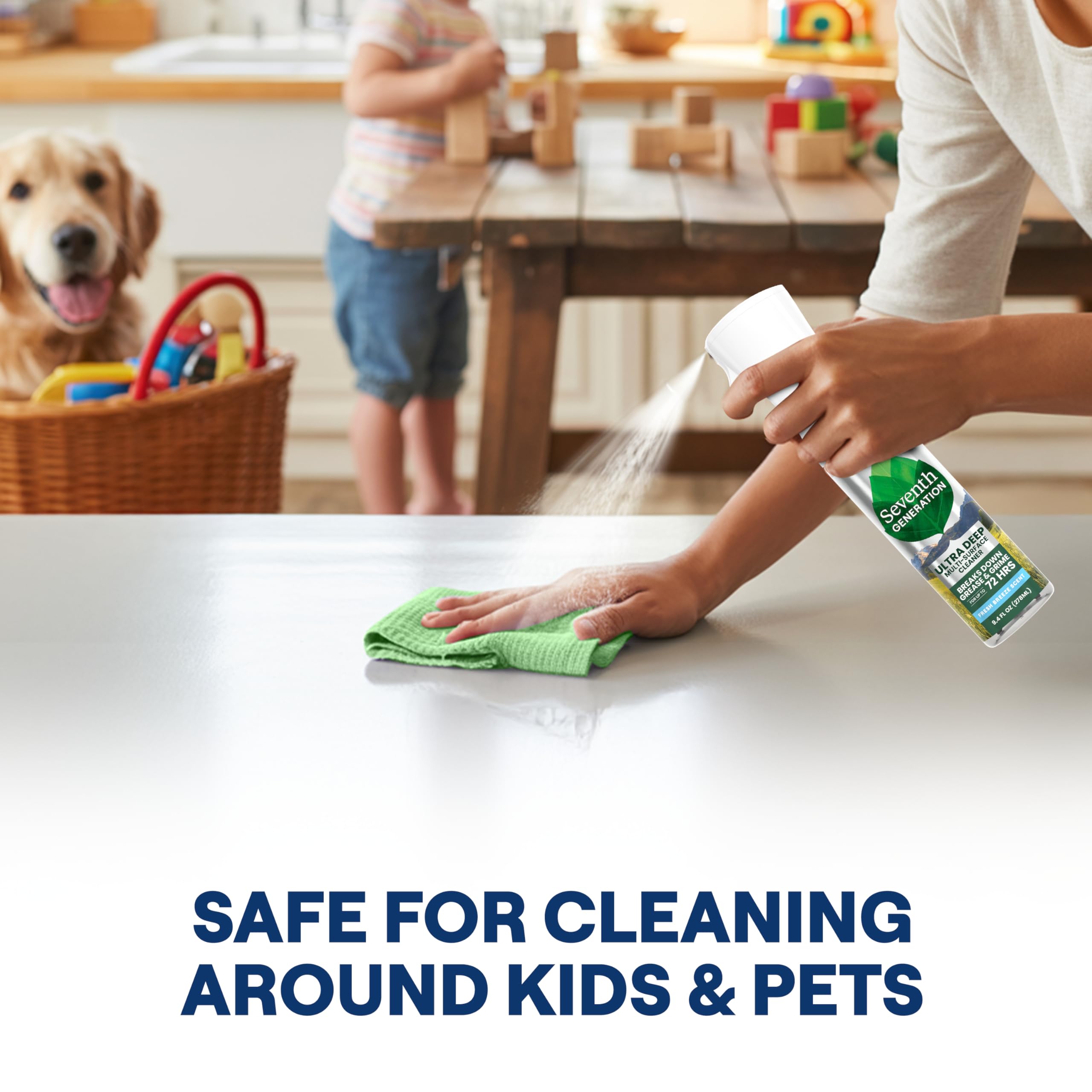 Seventh Generation Ultra Deep Cleaner on a bathroom sink, reliable all-purpose cleaner