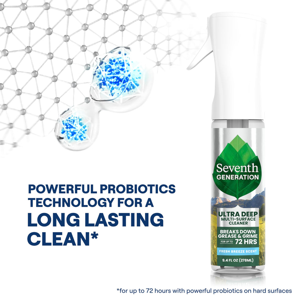 Seventh Generation Ultra Deep Cleaner on a glass surface showing streak-free potential