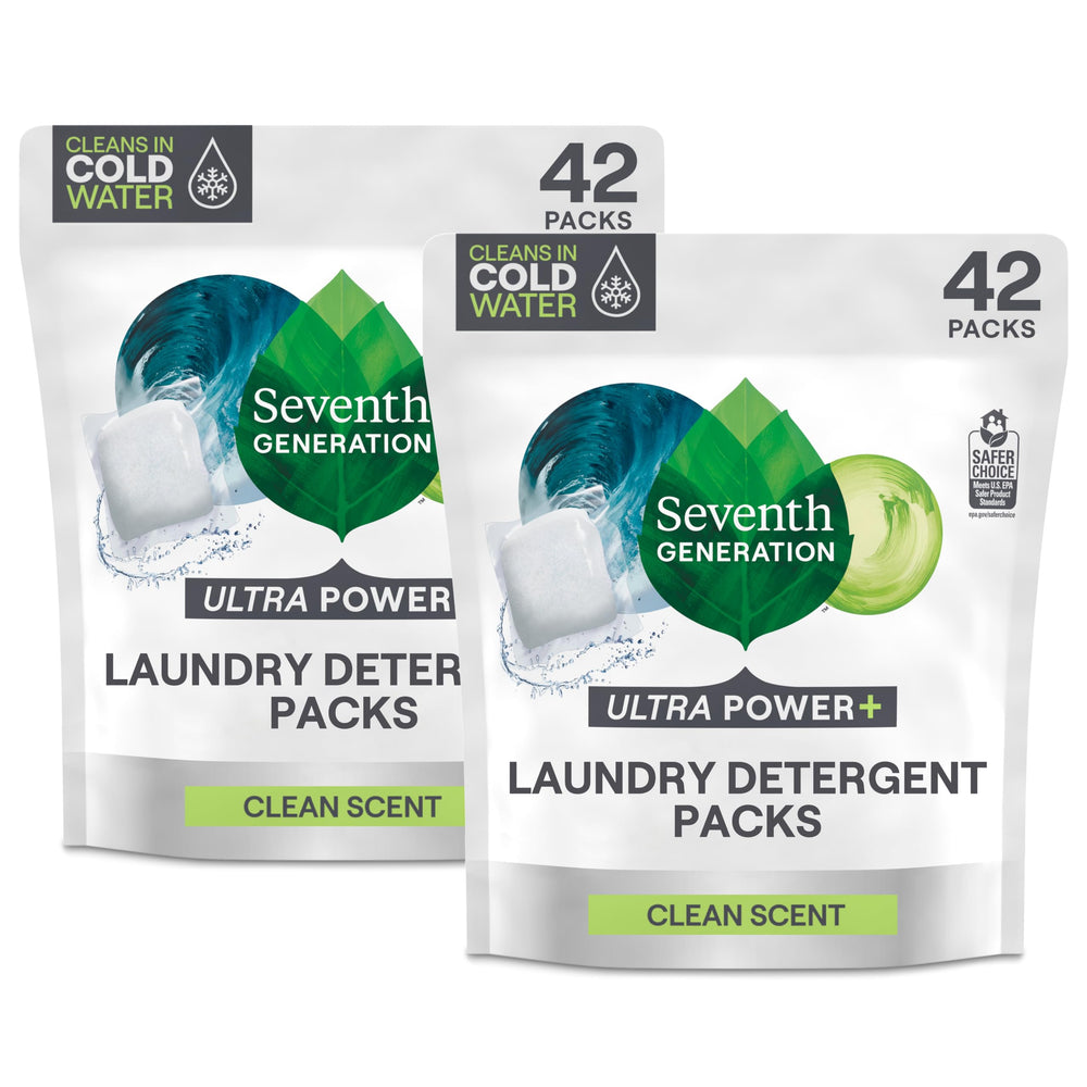 Seventh Generation Ultra Power+ detergent pack dissolving in water for easy laundry