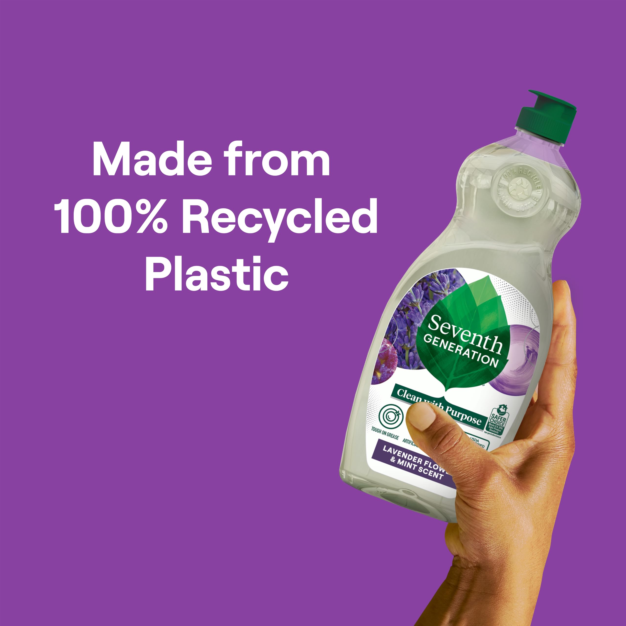 Seventh Generation USDA biobased 95% seal hints plant-based formula.