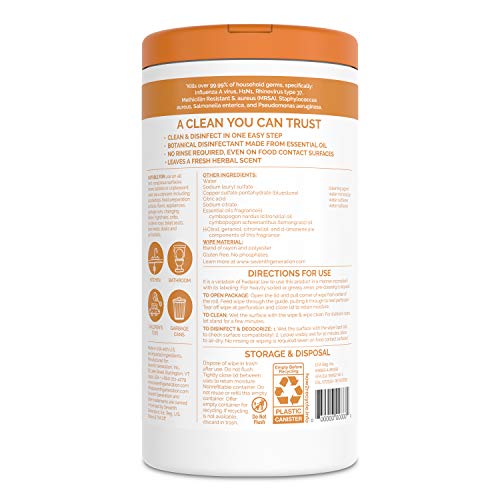Seventh Generation Wipes thymol formula close-up showing surface disinfection