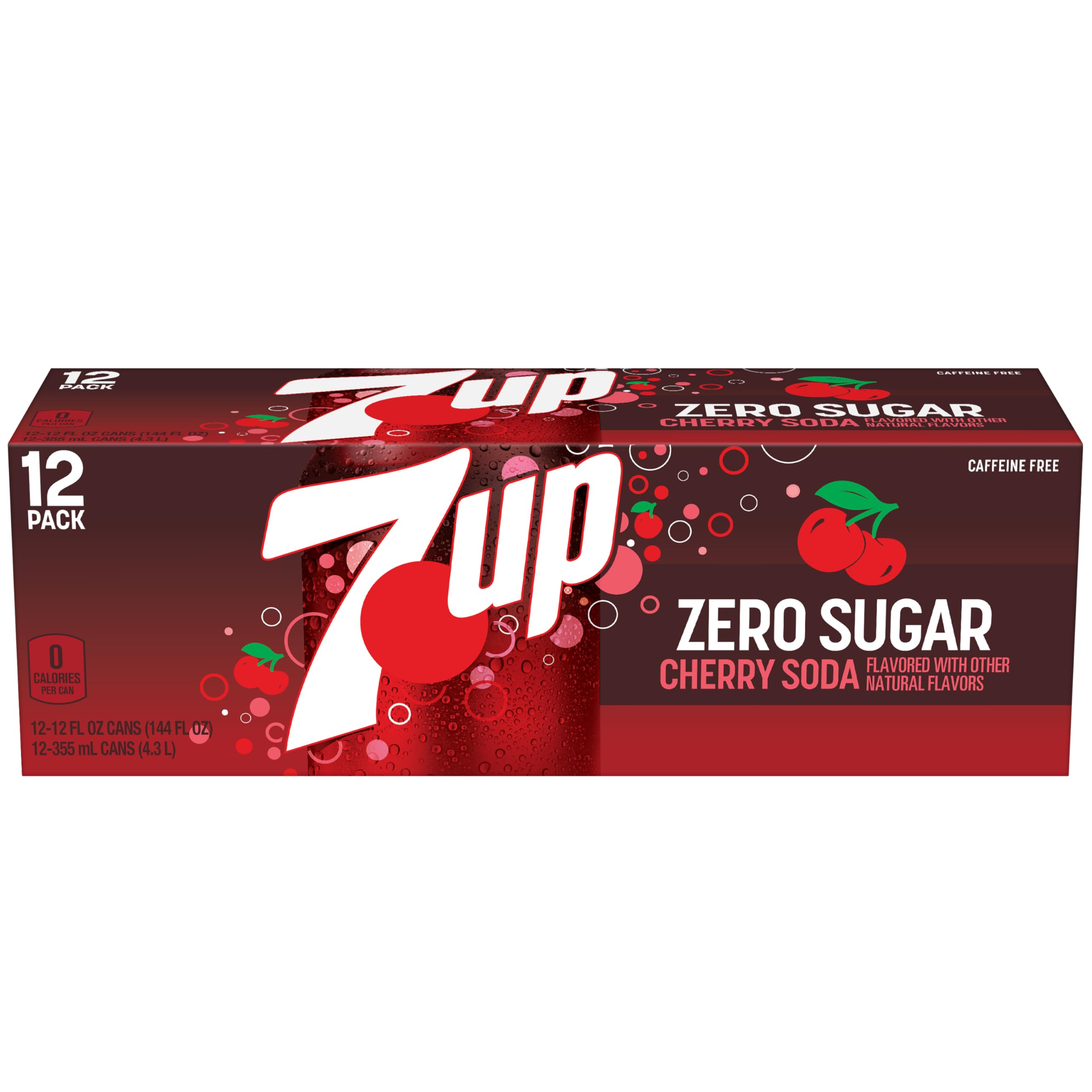 Close-up of 7UP Cherry Zero Sugar bubbles to emphasize fizz and refreshment