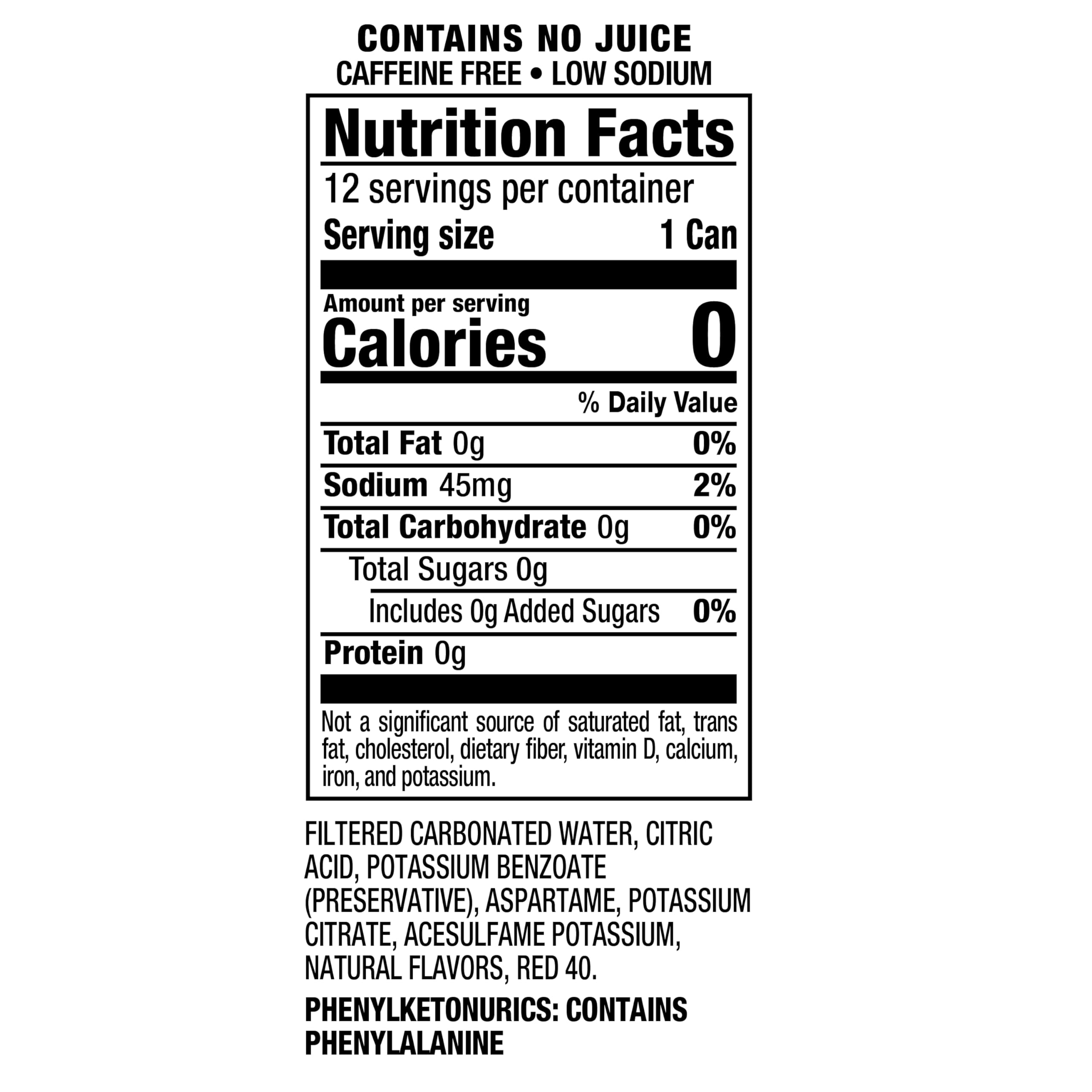 7UP Cherry Zero Sugar can back view showing zero sugar and nutrition details