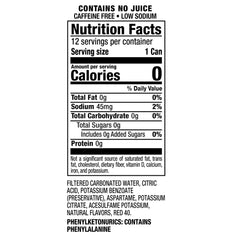 7UP Cherry Zero Sugar can back view showing zero sugar and nutrition details