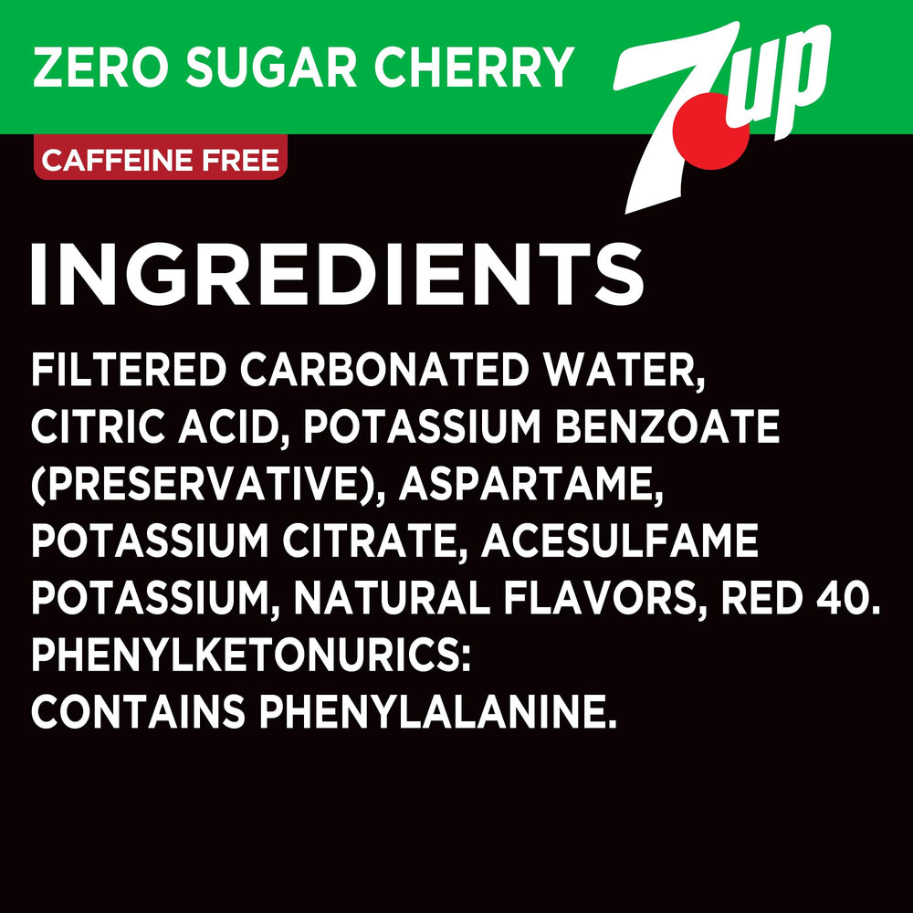 7UP Cherry Zero Sugar being poured into a glass with bubbly cherry aroma